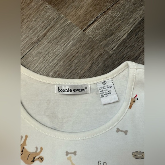 VTG Bonnie Evans Doggie Long Sleeve Tshirt Dog Shirt White Multi Color Size L XL - Picture 4 of 6